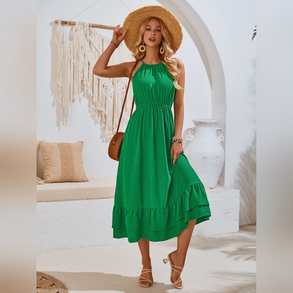 Ruffled Round Neck Sleeveless Dress - Picture 2 of 7